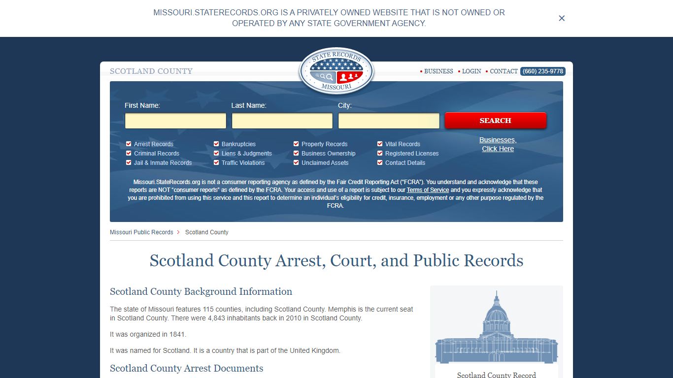 Scotland County Arrest, Court, and Public Records